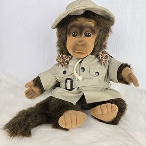 Vtg 1994 Hosung Safari Monkey Chimp Plush Hand Puppet with Squeaker 14" Jungle